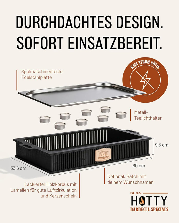 INEXTERIOR Hotty Legacy Warmhalteplatte fürs Grillen – BBQ-Design Speisenwärmer – Stövchen für Grill