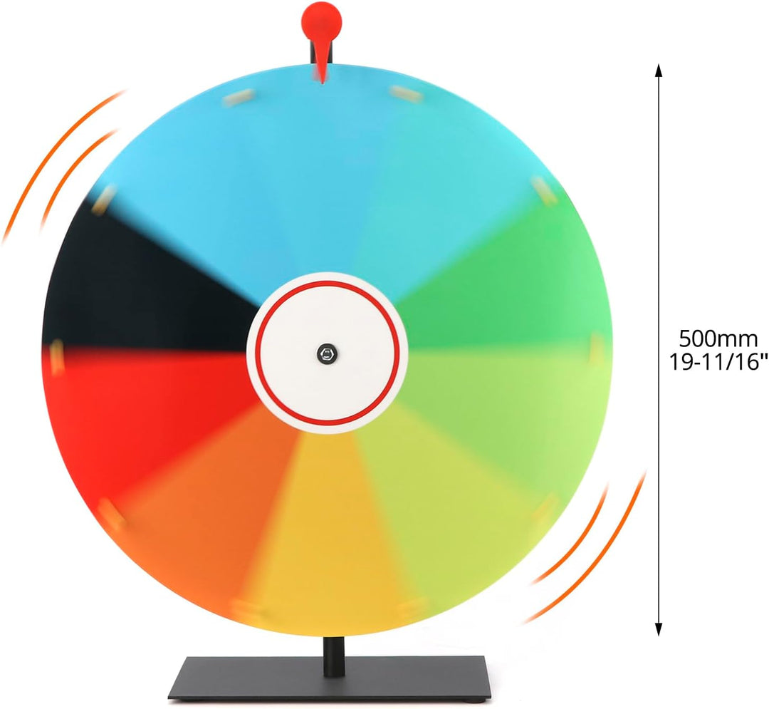 QWORK® 50cm Farbe Glücksrad mit Metallständer, 10 Slots, Tischplatte Rouletterad zum Reinigen Abwisc