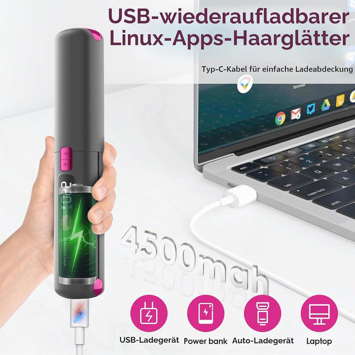 Mini Glätteisen 2 IN 1 Locken &amp; Glätten für Alle Haartypen, Mini Haarglätter für Kurzes Haar, 6 Temp