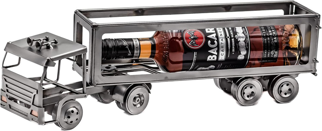 STEEMO Schraubenmännchen Weinflaschenhalter LKW – Handgefertigter Lastwagen aus Stahl, originelle Ge