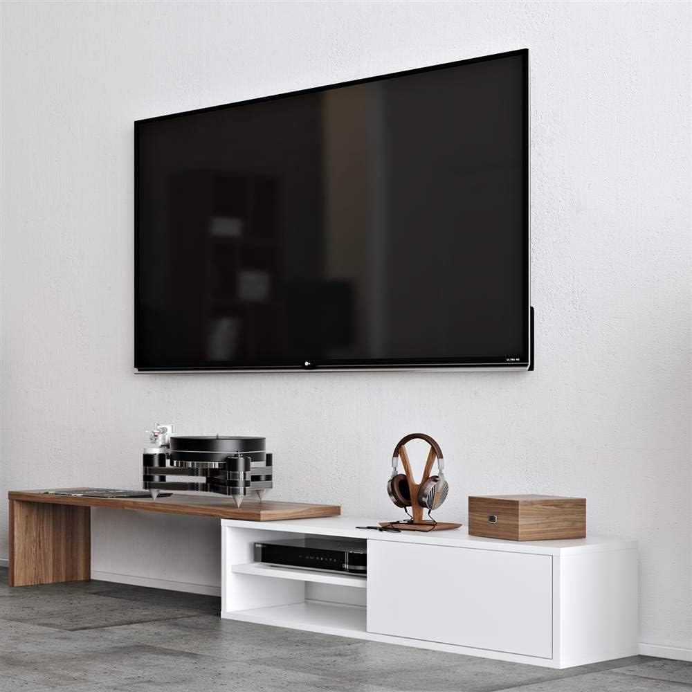 TEMAHOME, Move TV Tisch, 110x35x31 cm, Nussbaum Furnier/weiss Walnut und Weiss, Walnut und Weiss