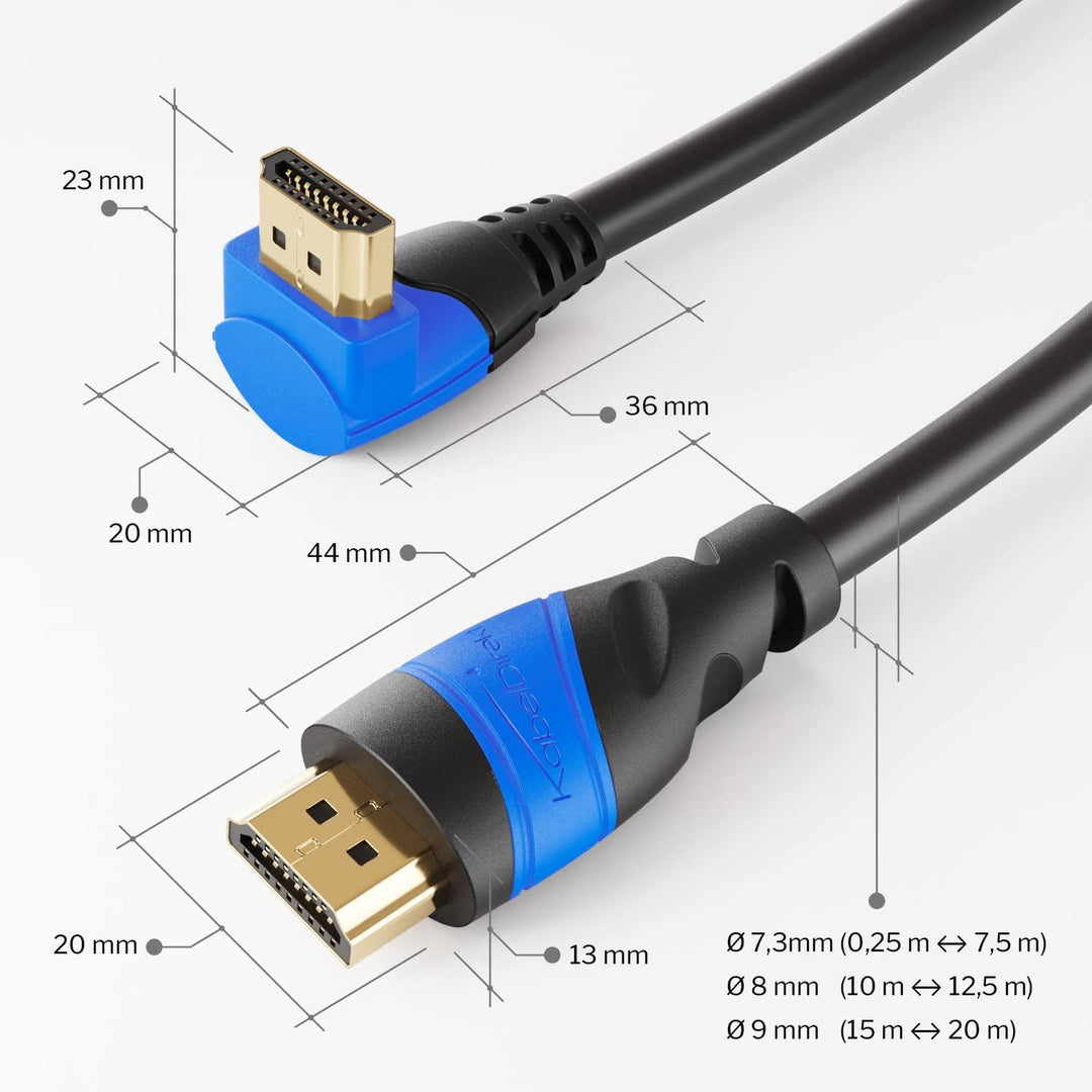 KabelDirekt – 4K HDMI-Kabel gewinkelt – 10m – In Deutschland entwickelt (Winkelkabel 270°, 4K@60Hz,