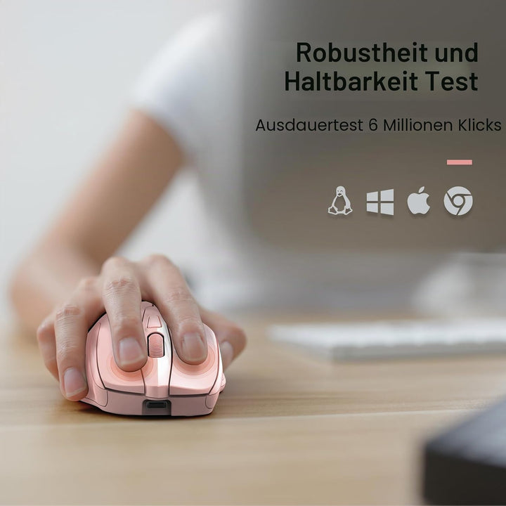 TECKNET Wiederaufladbare, 2.4G Kabellose Maus mit leisem Klick, 4800 DPI, 6 Einstellbar, Ergonomisch