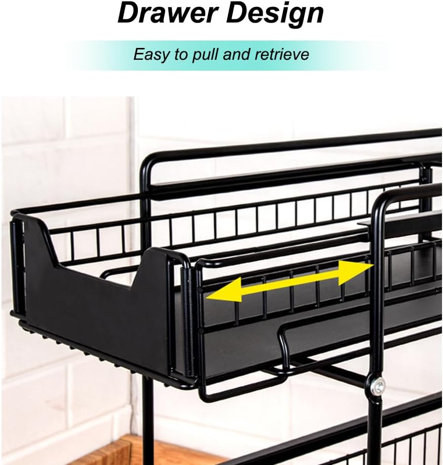2 Tier Organizer mit Speicher Unter Waschbecken Schiebeschrank Korb herausziehen Snack Organizer Küc
