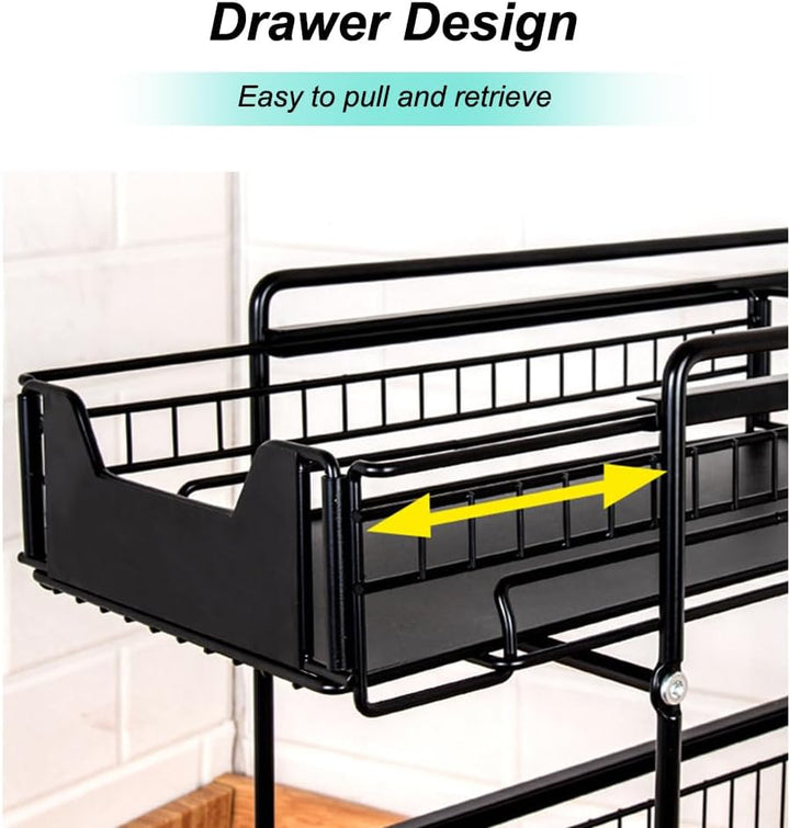 2 Tier Organizer mit Speicher Unter Waschbecken Schiebeschrank Korb herausziehen Snack Organizer Küc
