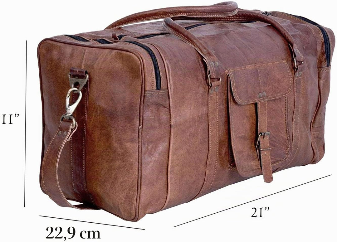 KPL 21-Zoll-Vintage-Leder-Duffel-Reise-Gym-Sport-Übernachtungs-Wochenend-Duffle-Taschen für Männer u