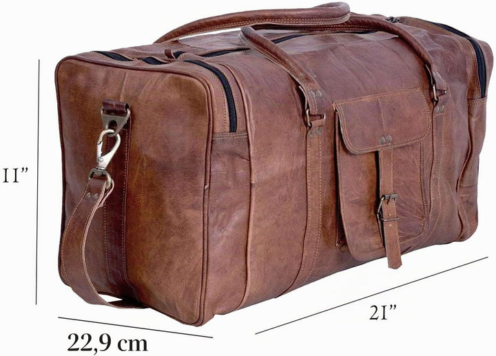 KPL 21-Zoll-Vintage-Leder-Duffel-Reise-Gym-Sport-Übernachtungs-Wochenend-Duffle-Taschen für Männer u