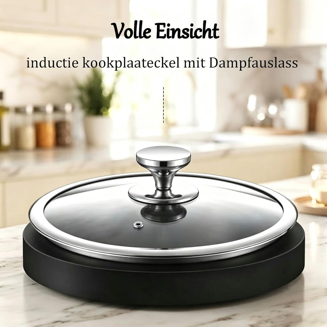 Edelstahl Suppentopf 26 cm - 4.5 Liter - Mit Glasdeckel - Induktionsgeeignet - PFAS-frei - Spülmasch