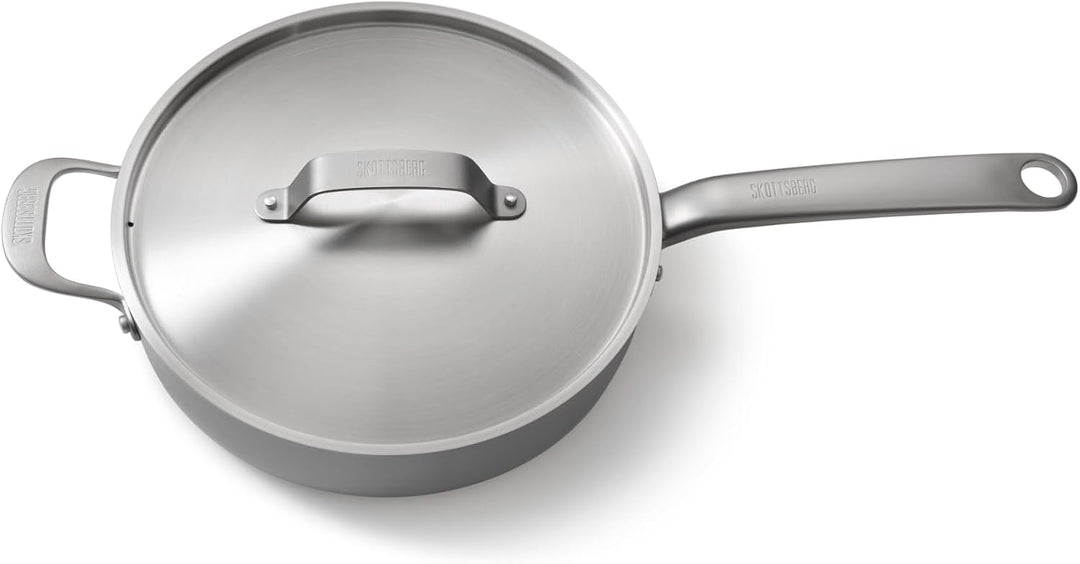 Skottsberg Edelstahl‑Schmorpfanne mit Deckel - Ø 28cm – PFAS‑frei, spülmaschinenfest - für Induktion