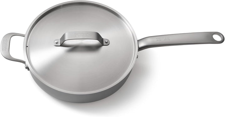 Skottsberg Edelstahl‑Schmorpfanne mit Deckel - Ø 28cm – PFAS‑frei, spülmaschinenfest - für Induktion