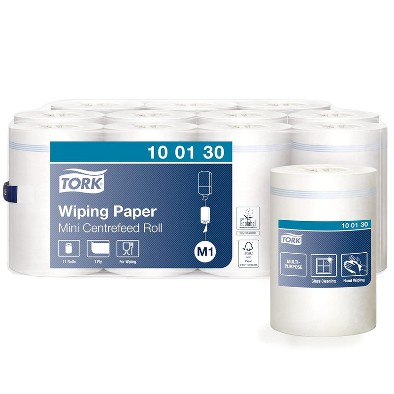 Tork 100130 Mehrzweck Papierwischtücher für das M1 Innenabrollung Mini Spendersystem / 1-lagiges sta