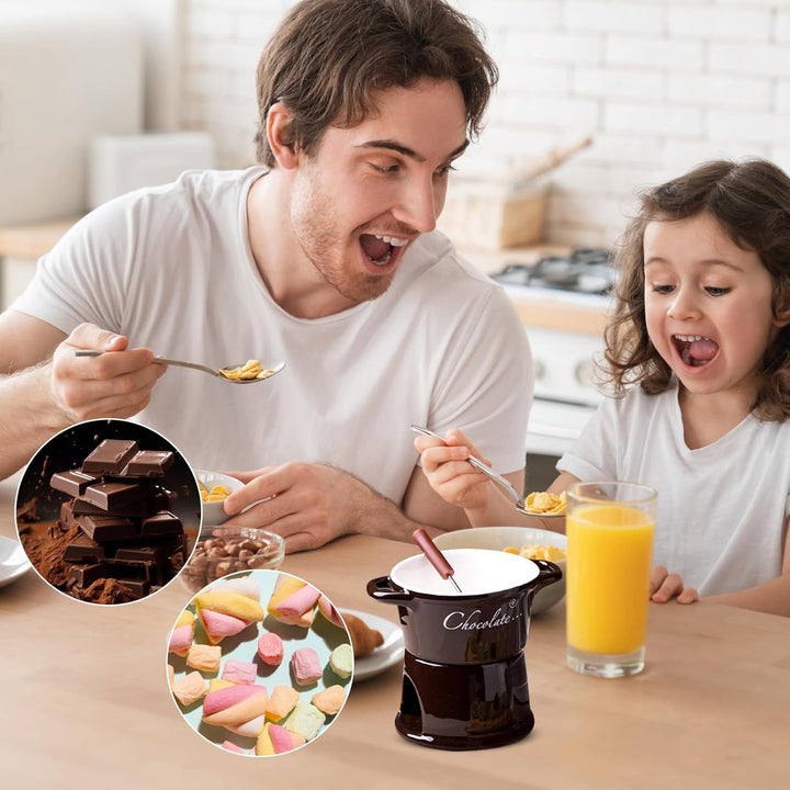 Aakluk Schokoladenfondue Set | Tragbares Keramik-Schokoladen-Hot-Pot-Becher-Set Mit Gabeln | Multifu