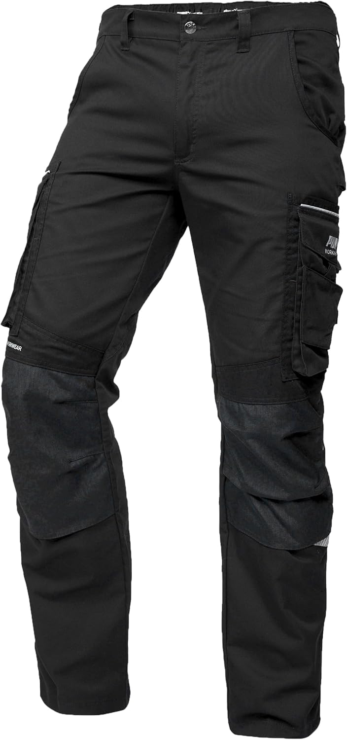 PUMA WORK WEAR Premium Arbeitshose mit vielen Taschen und extra verstärktem Nylon Gewebe 62 Schwarz/