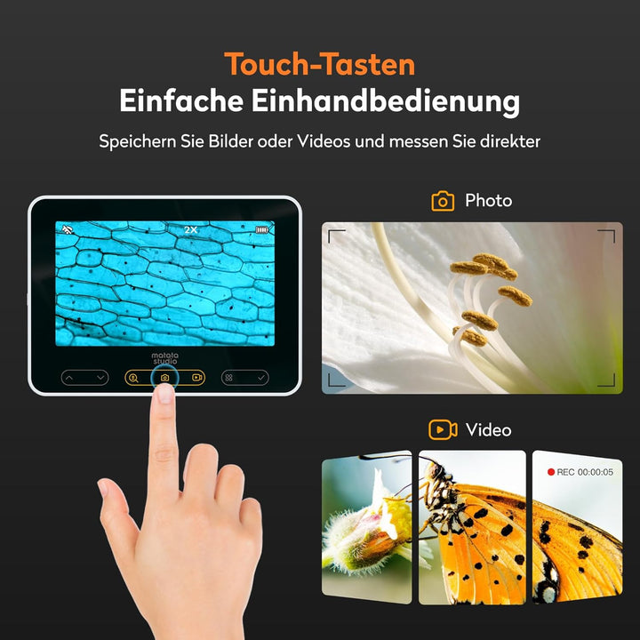 4,3'' Mikroskop für Kinder, MatataStudio MX2-A USB Digital Mikroskop 100X-1600X Mini Taschen Tragbar