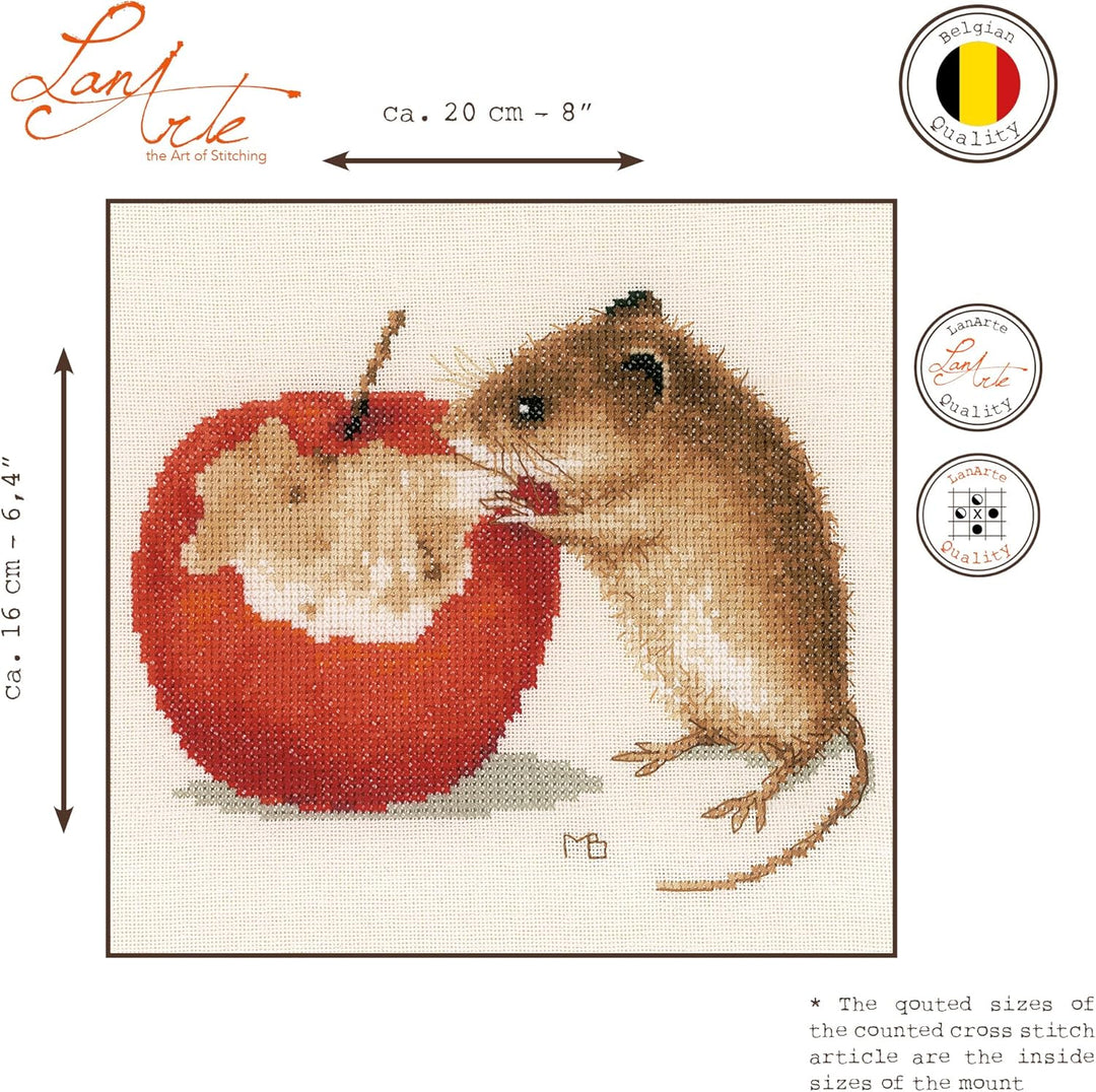 Lanarte PN-0175633 MB Maus Zählmuster Kreuzstichset, Baumwolle, mehrfarbig, ca. 20 x 16 cm / 8" x 6,