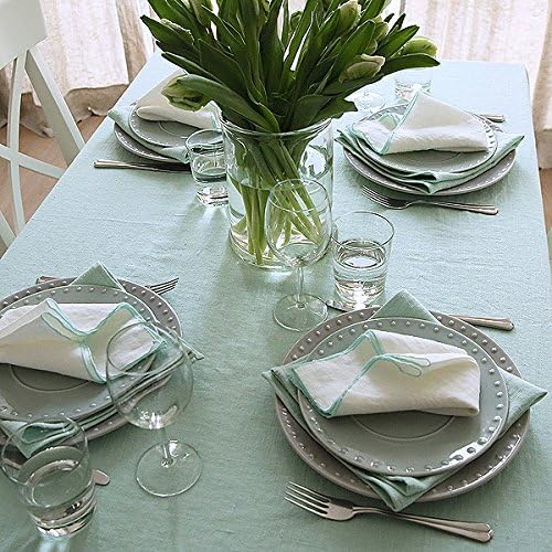 Linenme Venezia Servietten, Creme/Mint, 46 x 46 cm, 4 Stück