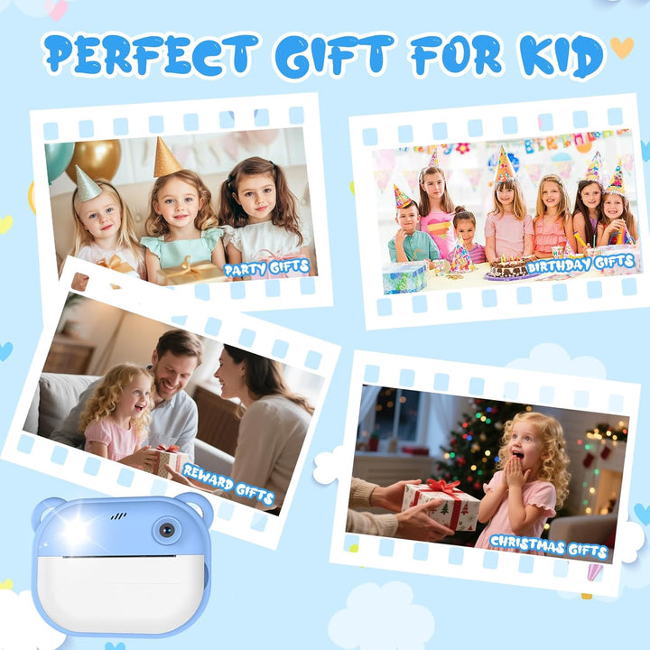 Kinderkamera Sofortbildkamera, Digitalkamera für Kinder mit Druckpapier & 32G TF Karte, mit Farbigen