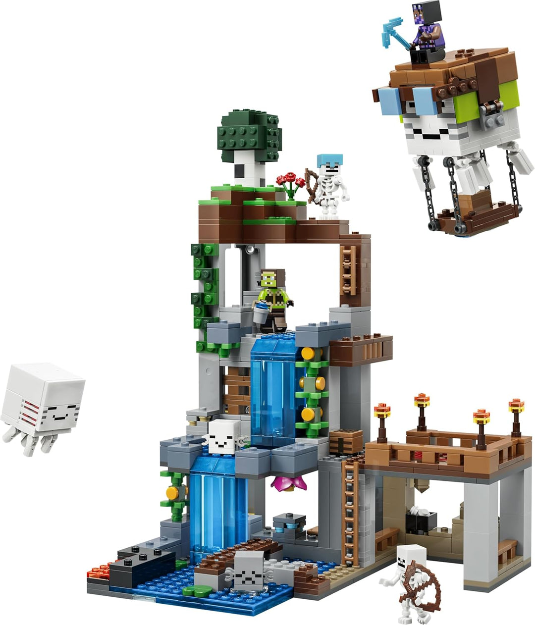 LEGO Minecraft Ghast-Station - Spielzeug mit 8 Figuren inkl. 2 Skelette und 4 Ghasts mit Zubehör - Z