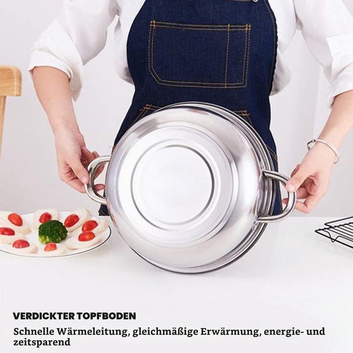 2-lagiges Dampfgarer-Kochtopf-Set aus Edelstahl, Dampfgarer Zum Kochen, Alltagspfanne, Dampfgarer-Pf