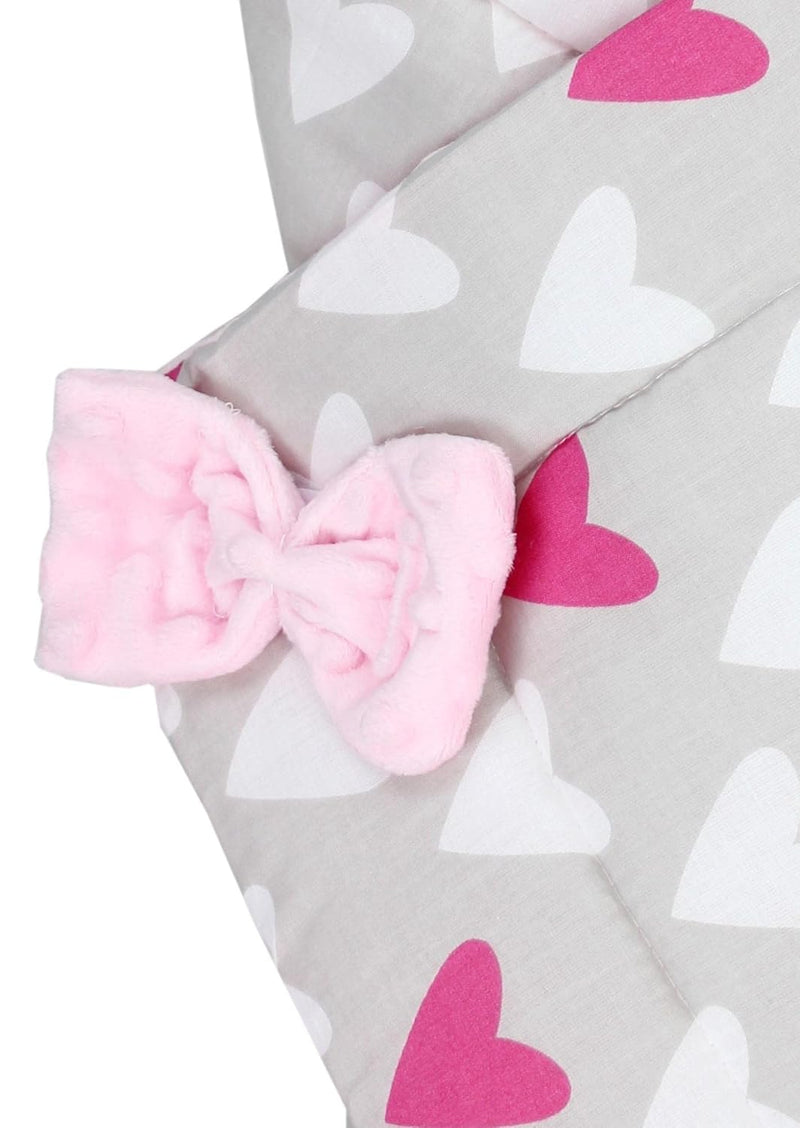 TupTam Baby Winter Einschlagdecke Warm Wattiert Minky, ca. 75 x 75 cm, Herzen Rosa / Weiss 75 x 75 c