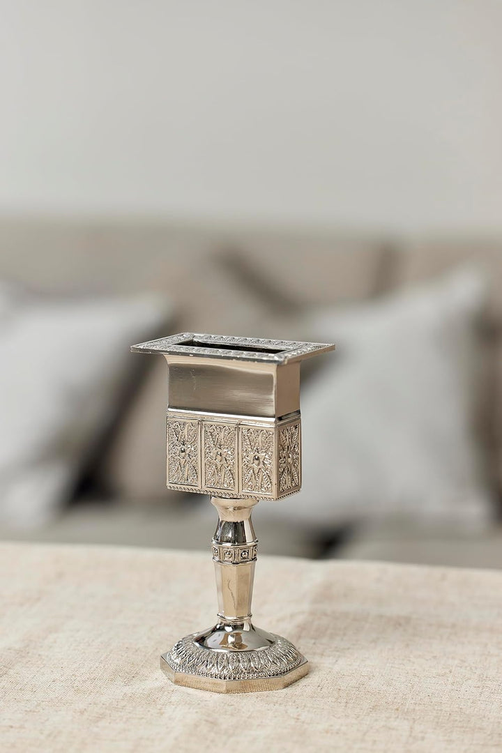 MASORET Havdalah-Kerzenhalter aus Nickel, achteckig, 14,2 cm hoch, + Mini-Tehillim-Buch Octagon Havd
