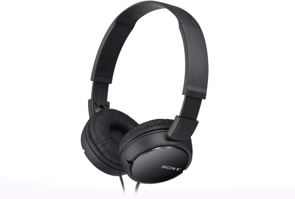 Sony MDR-ZX110 Faltbarer Bügelkopfhörer, schwarz, 25 & PremiumCord Adapter 6,3 mm Stereostecker auf