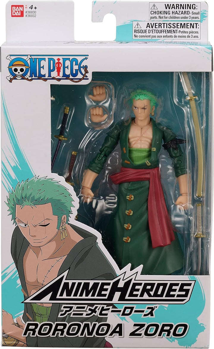 BANDAI - Anime Heroes - One Piece Figur - Lorenor Zorro - Roronoa Zoro - Figurine Anime Heroes 17 cm