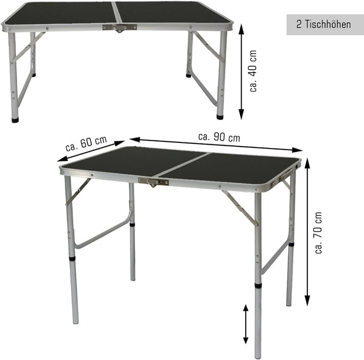 AMANKA Alu Campingtisch 90x60cm - Klapptisch Picknicktisch Leichter Falttisch höhenverstallbar