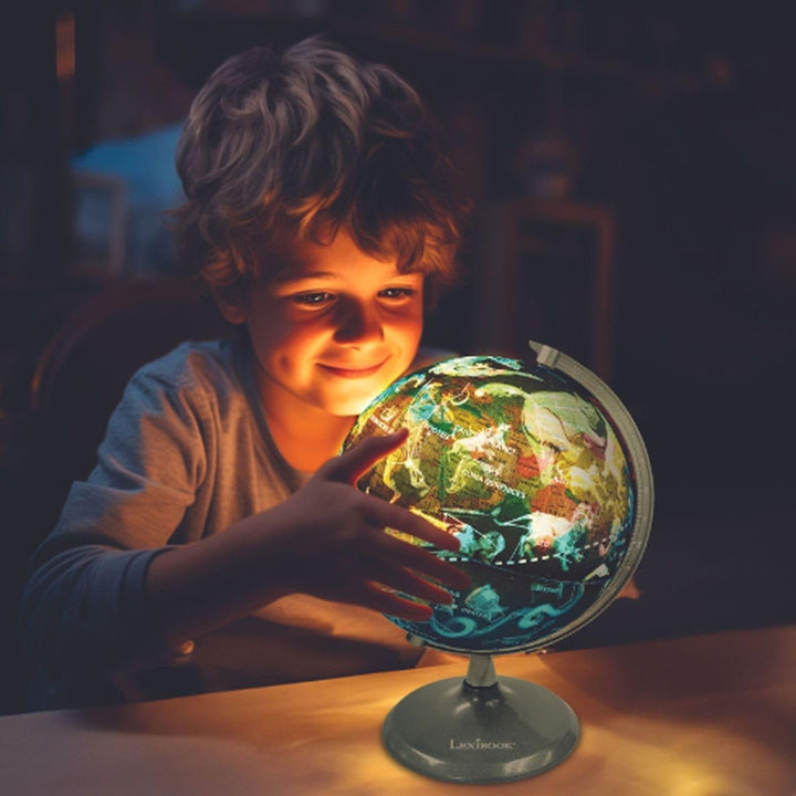 Lexibook NLJ185EN Leuchtendes Planetarium, STEM, 2-in-1 Globus während des Tages, Konstellationskart