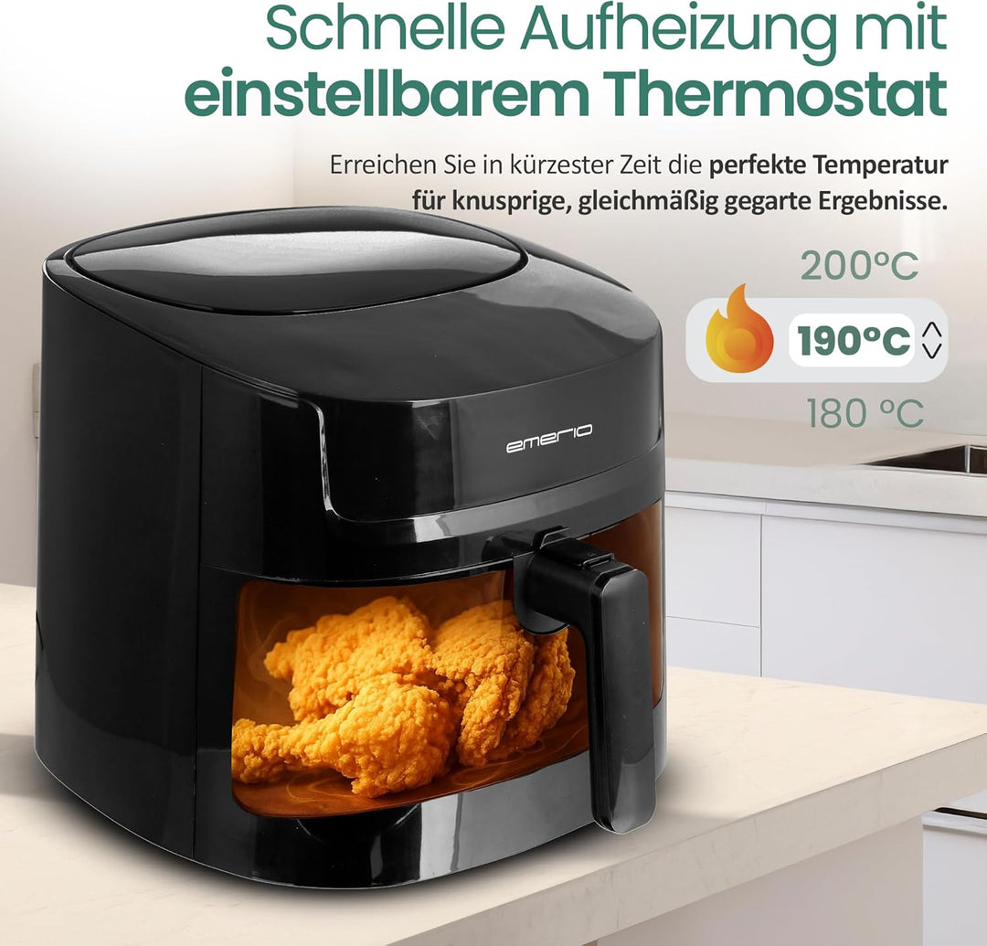 Emerio riesige digitale Heissluftfritteuse, TOP AirFryer, Frittieren ohne zusätzliches Öl, 7.2 Liter