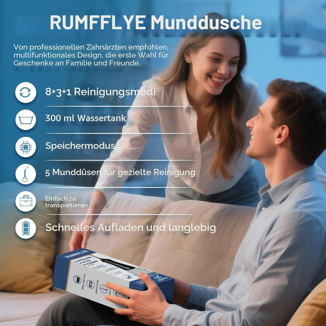 Munddusche Kabellos 4 Modi 12 Stufen Water Flosser 0.6MM Wasserstrahl Oral Elektrische Zahnseide Zah
