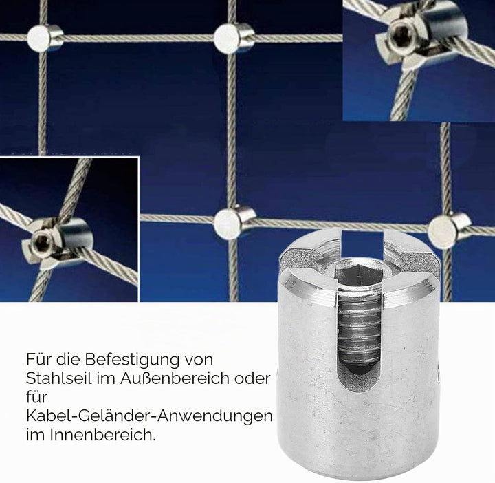 Edelstahl Kreuzklemme, 10 Stück Seilklemmen Edelstahl Kreuzkabelklemme, Drahtseilklemme für Befestig