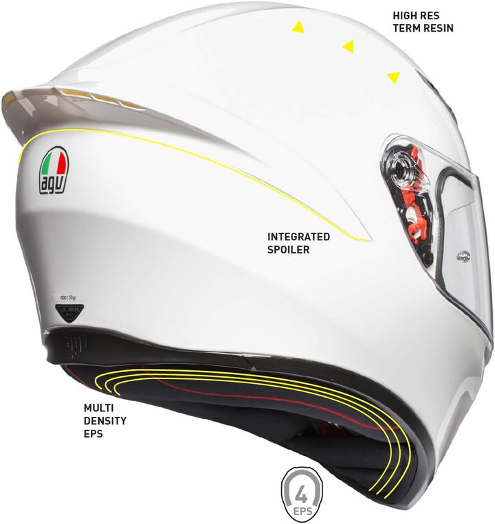 AGV K1 ECE 22-05 Solid Motorrad Integralhelm ECE 22-05 Sport, Weiss, L Weiss L, Weiss L