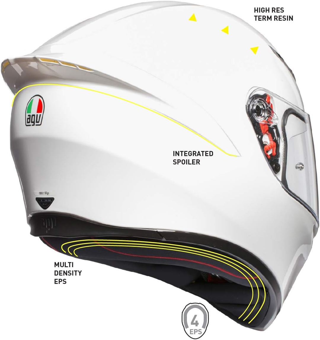 AGV K1 ECE 22-05 Solid Motorrad Integralhelm ECE 22-05 Sport, Weiss, XL Weiss XL, Weiss XL