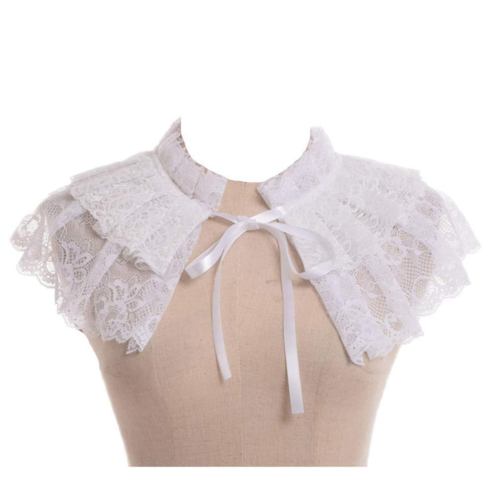 GRACEART Rüsche Halsband Viktorianisch Kostüm Weiss, Weiss