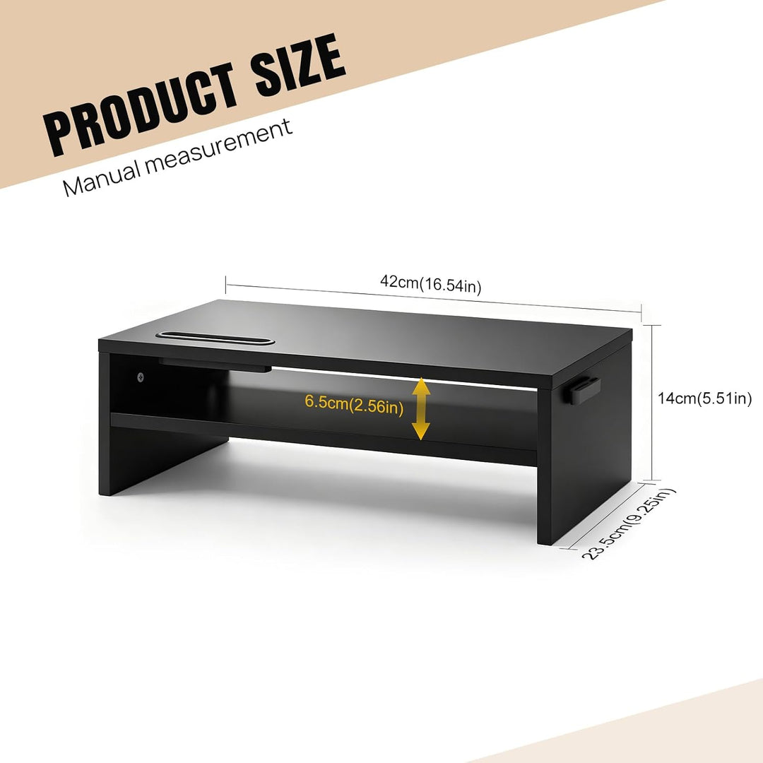 Lucn Monitorständer aus Holz, 2-stöckig, 420 mm, Desktop-Computer-Erhöhung, 142 mm Höhe, ergonomisch