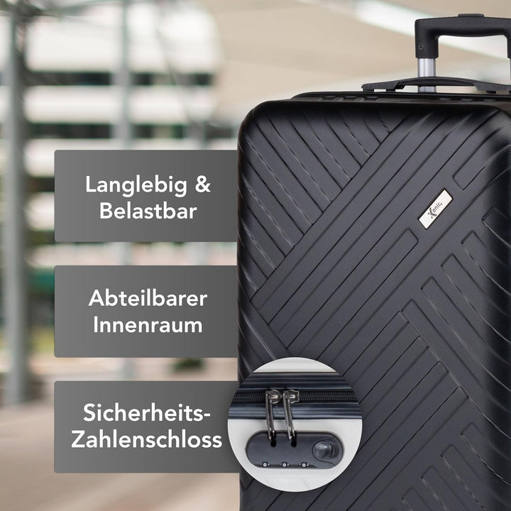 Xonic Design Reisekoffer - ABS Hartschalen Koffer mit 360° Leichtlauf-Rollen - hochwertiger Trolley