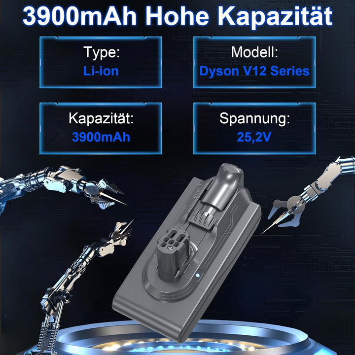 Homesuit Akku Kompatibel mit Dyson V12, 25.2V 3900mAh Ersatz Batterien for SV20 SV26 SV30 SV34 SV35