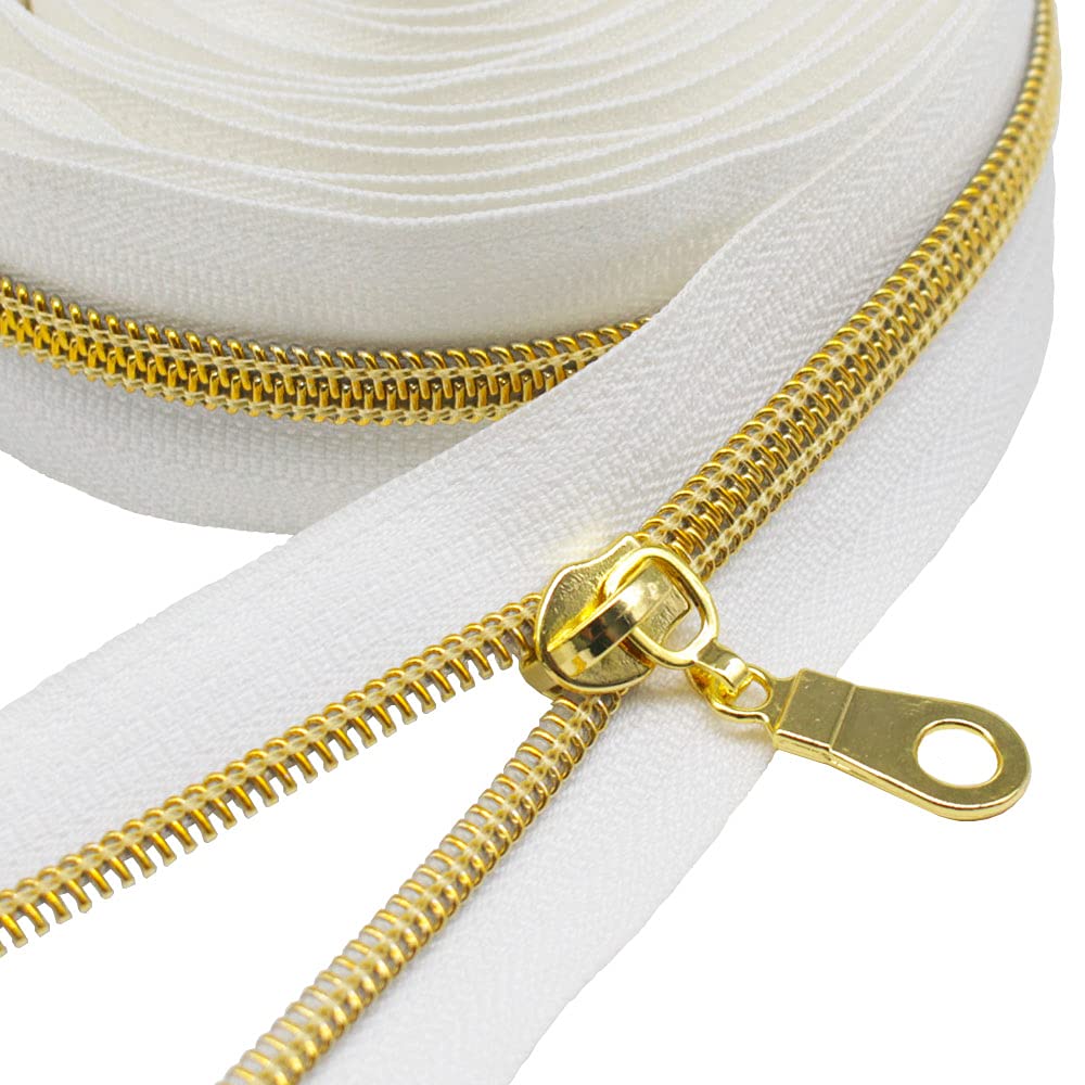 MebuZip 9 m goldfarbenen endlos Reissverschluss Meterware Reissverschluss Nylon 6mm-Spirale + 25 Non