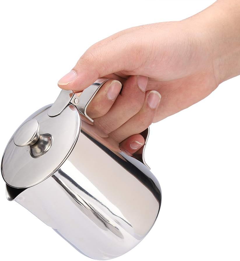 Edelstahl Milchaufschäumer Krug Professioneller Milchaufschäumer Krug mit Deckel für Cappuccino Espr