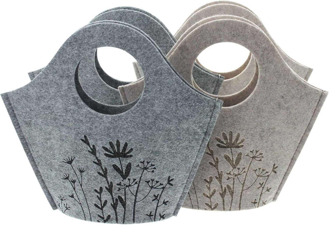 FRANK FLECHTWAREN, Filztasche Blumenwiese, 4er Set, geprägtes Motiv Masse: 24 x 5 x 23 cm
