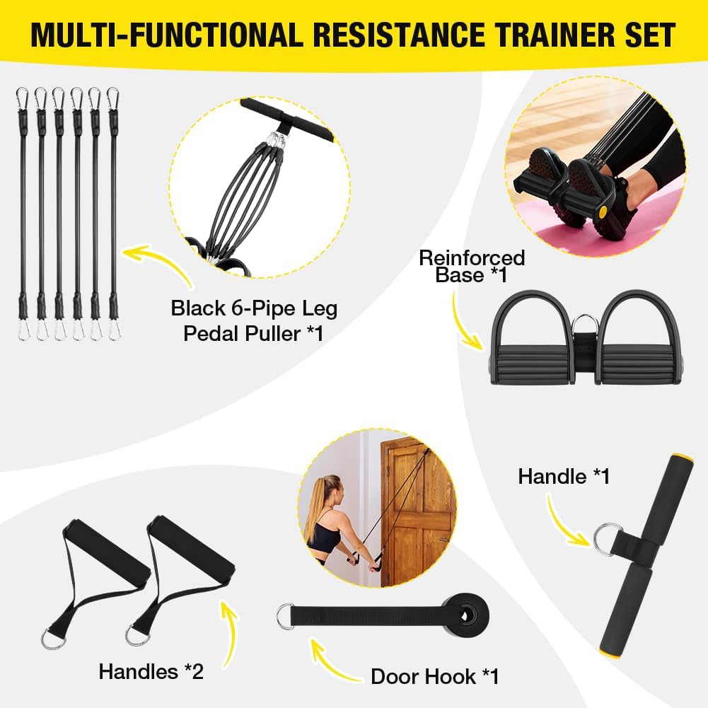 Flintronic Verstellbarer Chest Expander Fitness Widerstandsbänder mit 3 Strings o 5 Strings, Verstel