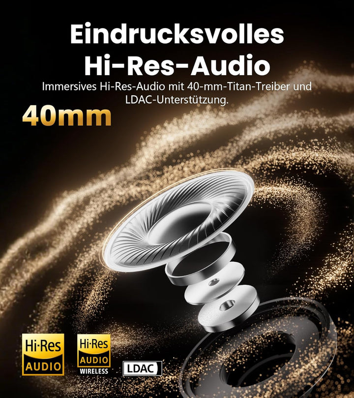 Edifier ES850NB Kabellose Over-Ear-Kopfhörer mit Geräuschunterdrückung, Hi-Res Audio Wireless, LDAC,