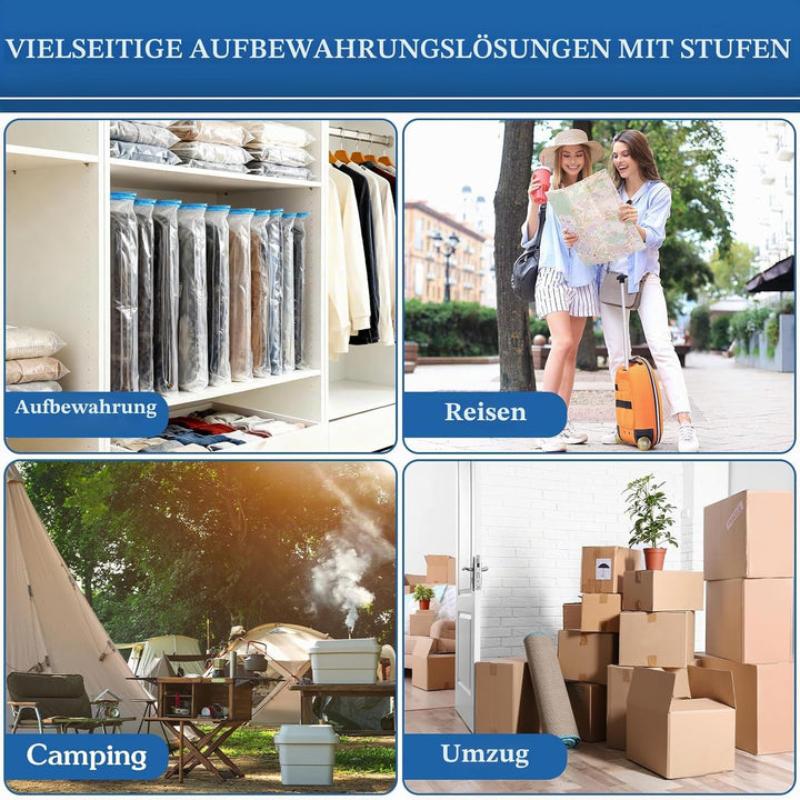Vakuumbeutel für Kleidung mit Elektrischer Luftpumpe, 12 Stück Vakuumbeutel für Bettdecken, 3 Jumbo,