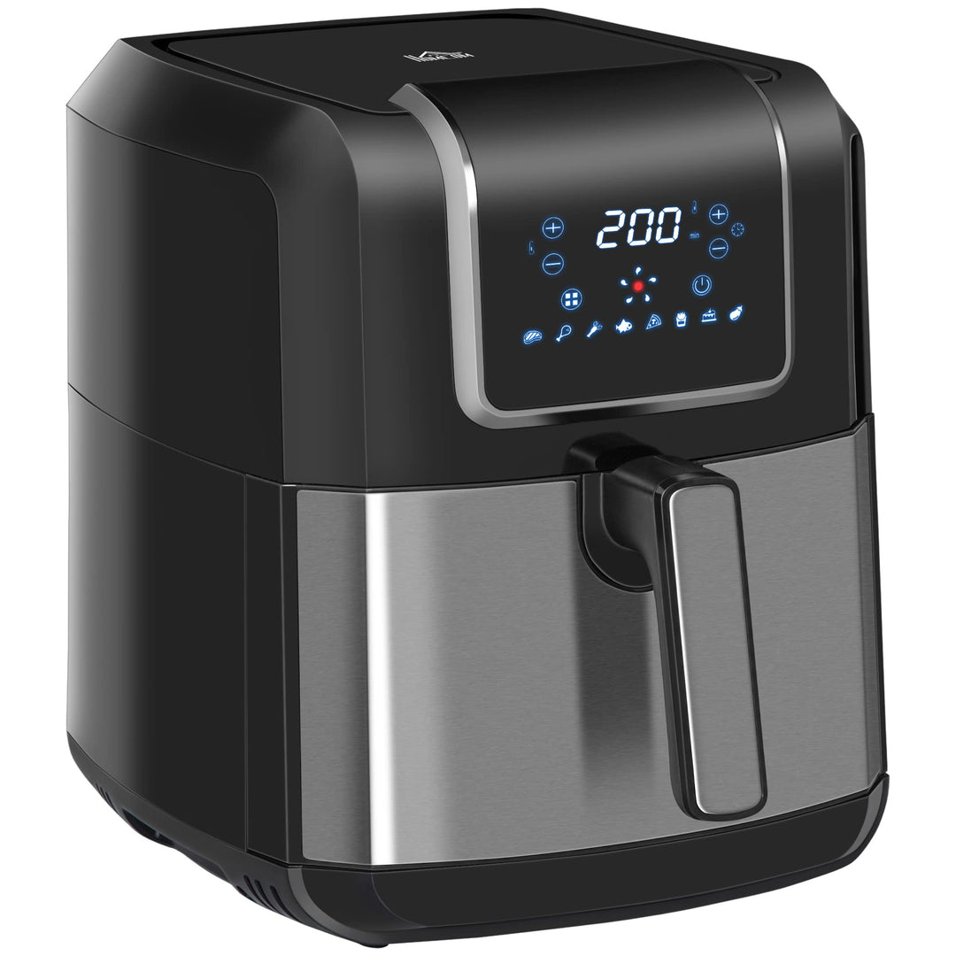 HOMCOM Dual Zone Heissluftfritteuse 6,5 L Airfryer 1700W mit 2 Fächer, 8 Programme, LED-Display, Ant