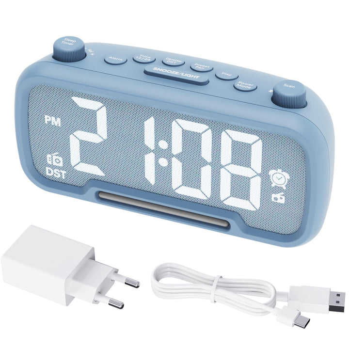 ROCAM Wecker für Schlafzimmer mit Nachtlicht, led Uhr mit FM-Radio, UKW Digitalradio, Küchenradio Ti