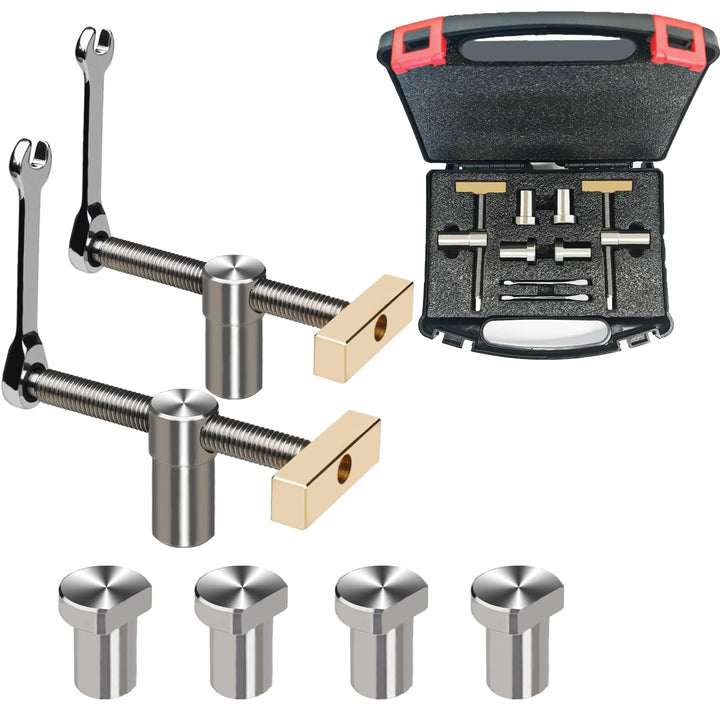 2pcs Tischklemmen (20mm), Schraubenschlüssel-Hundeklemmen-Holzbearbeitungswerkzeug mit 4 Bench Dogs,