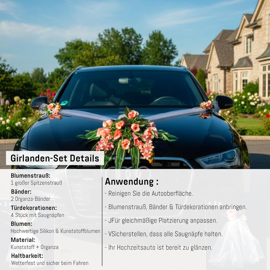 Spitze STRAUss Auto Schmuck Braut Paar Rose Deko Dekoration Autoschmuck Hochzeit Car Auto Wedding De