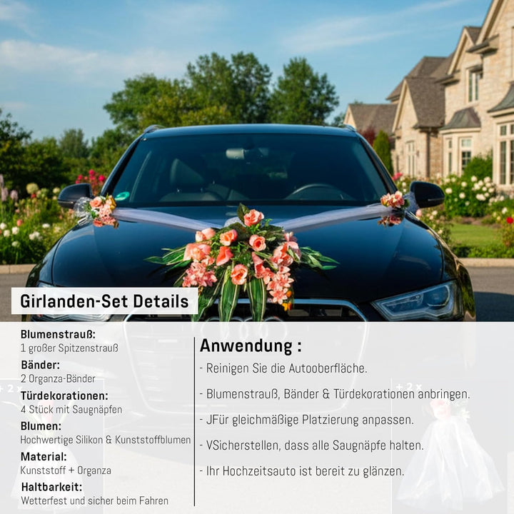 Spitze STRAUss Auto Schmuck Braut Paar Rose Deko Dekoration Autoschmuck Hochzeit Car Auto Wedding De