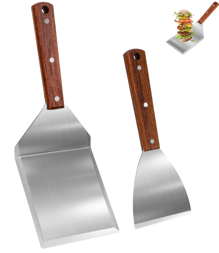 Kureny Grillspachtel Set aus Edelstahl,Grillspachtel Set mit Holzgriff,Kreativer Grillwender, Einzig